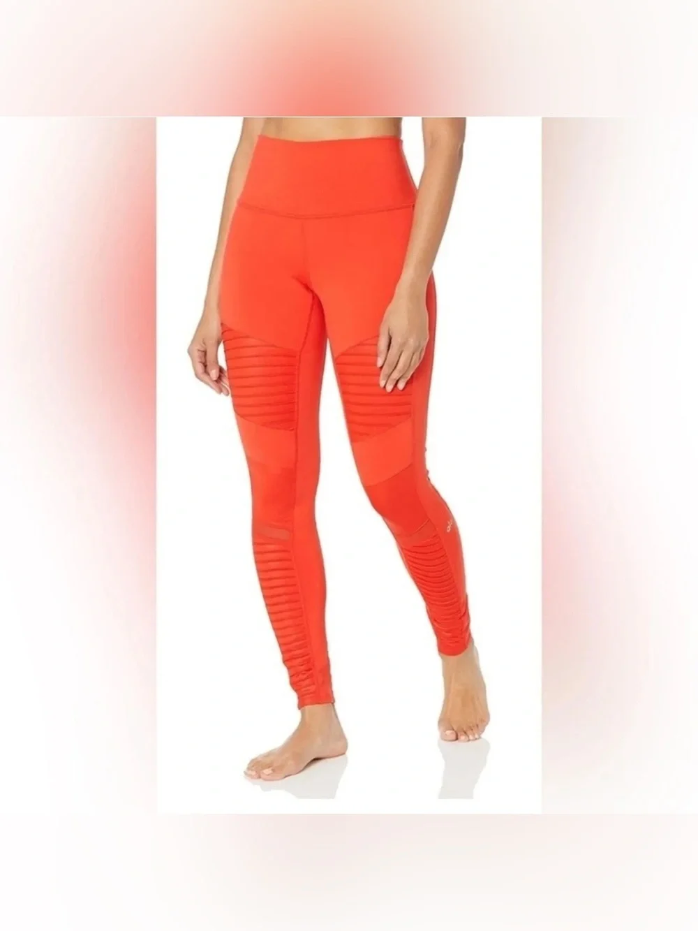 Alo Cherry Airbrush Moto High Rise Leggings XS Mesh Moisture Wick A131